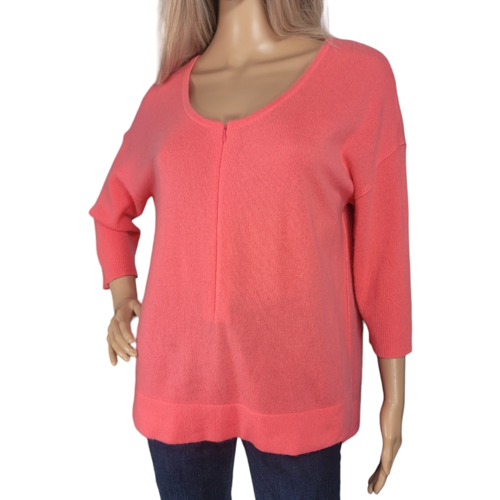 KINROSS Cashmere Zipper Up Sweater sz L Salmon Color